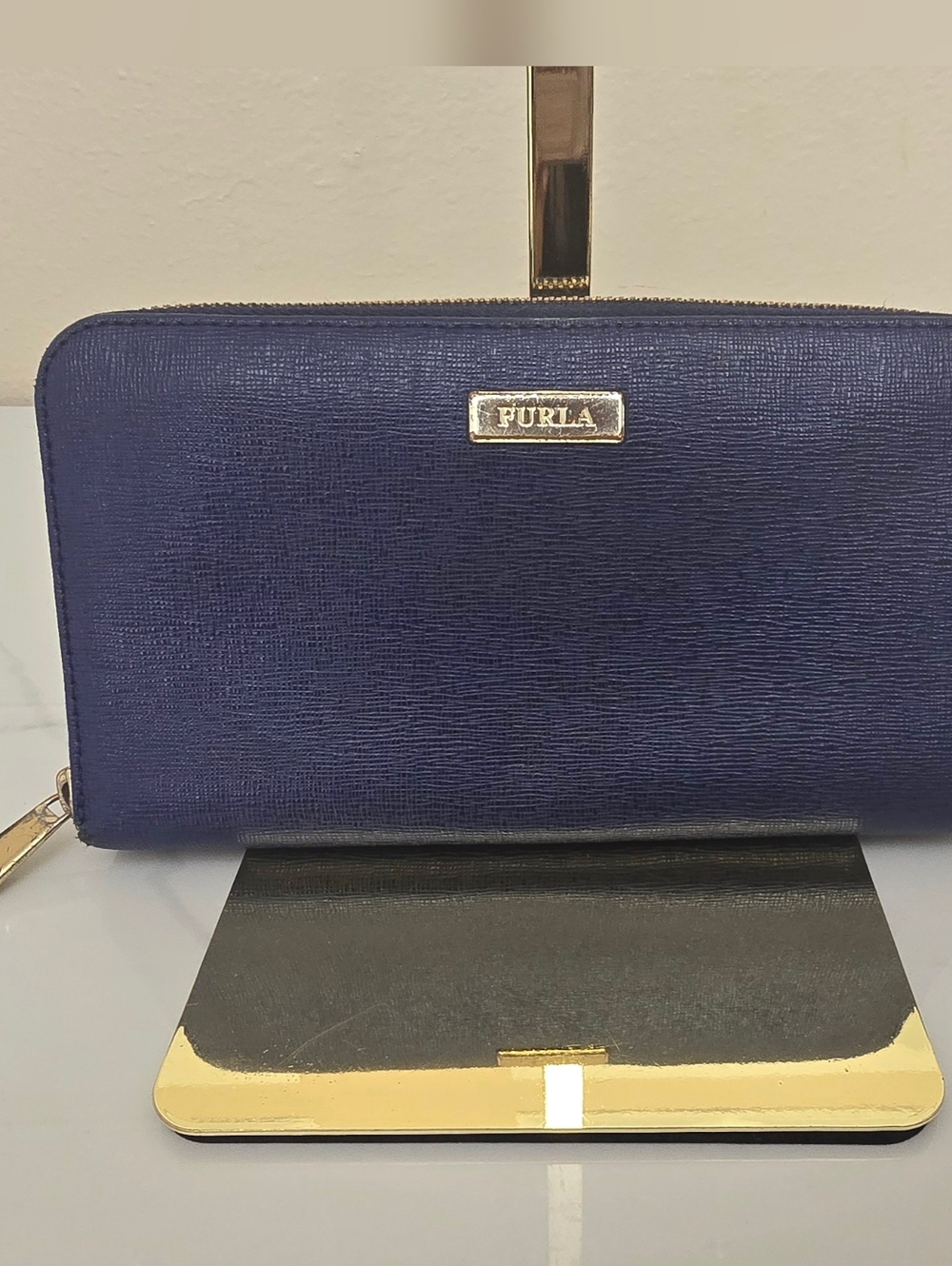 Furla Zip Around Wallet in Deep Navy